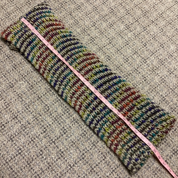 Multi Colored Tan Purple Blue Green Yellow Orange Sequin Knit Infinity Scarf - Picture 4 of 6